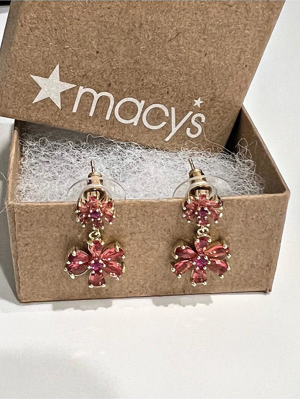 Floral Drop Earrings in Pink & Gold